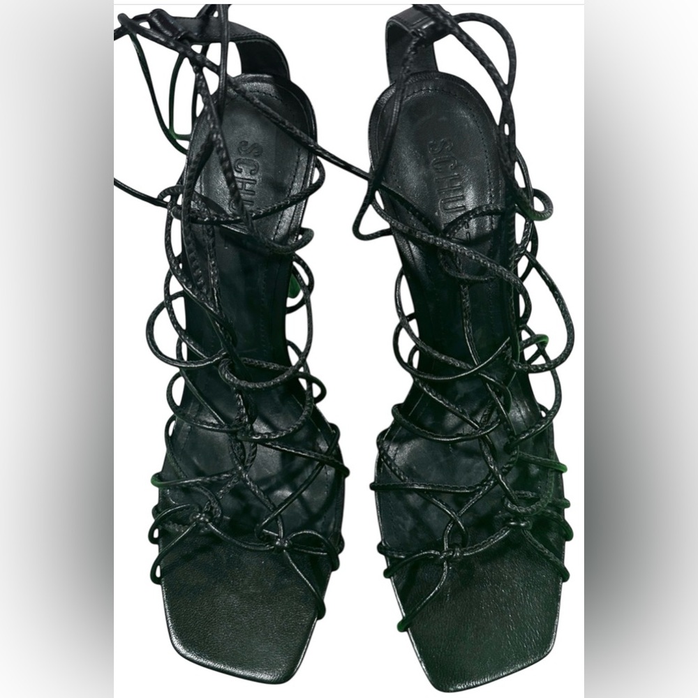 🖤NWT SCHUTZ Black Lace-Up Strappy High Heel Sandals 9🌃 - Picture 5 of 15